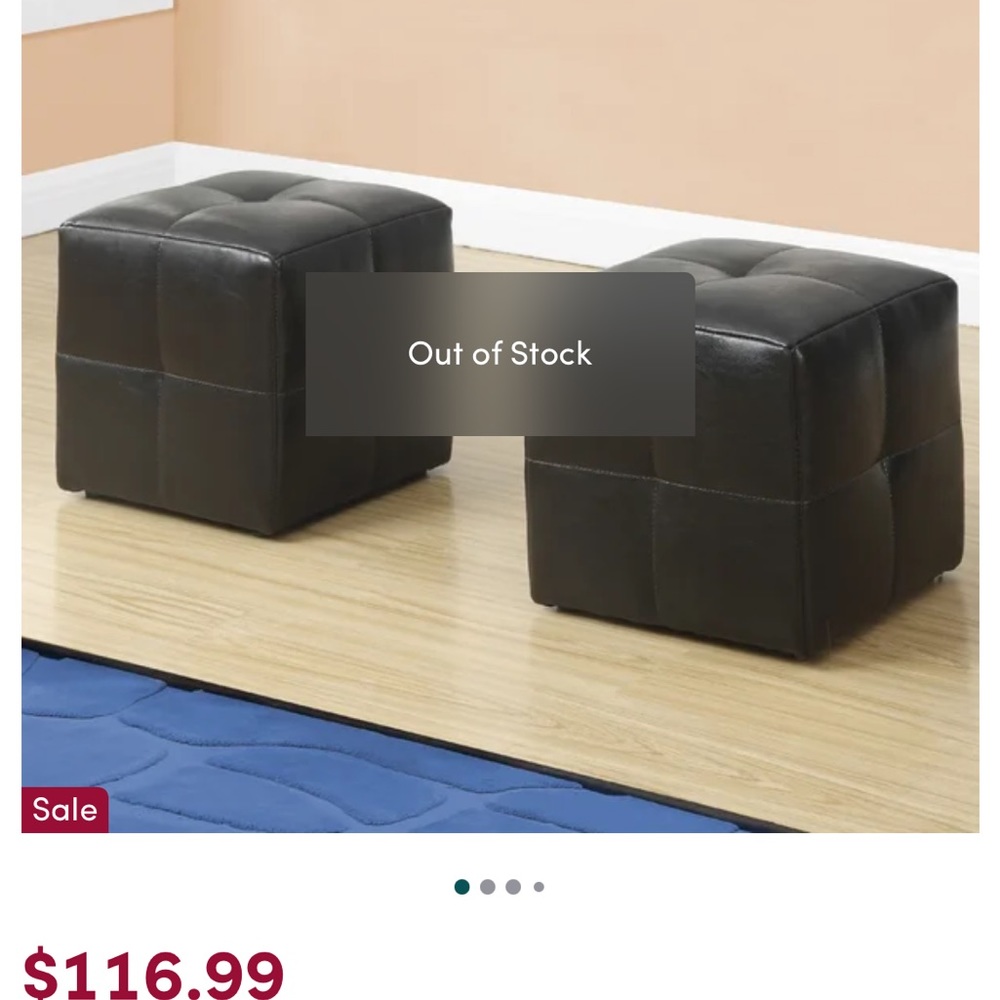 EUC Faux brown leather ottoman set (2)